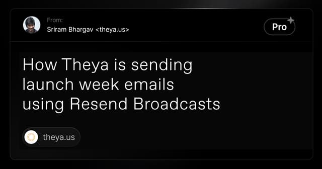 How Theya is sending launch week emails using Resend Broadcasts